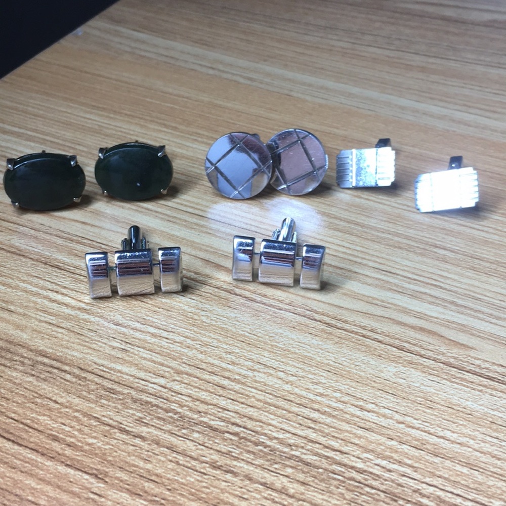 4 pair vintage mens cuff links